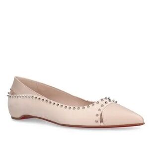 Christian Louboutin Duvettina Leather Ballerina Flats in Leche Tan